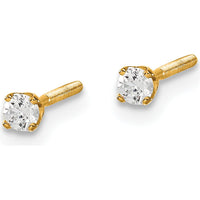 14K Yellow Gold 0.10 Carat Total Diamond Stud Earrings with Faceted Round Diamonds - Screw Back Closure by 0