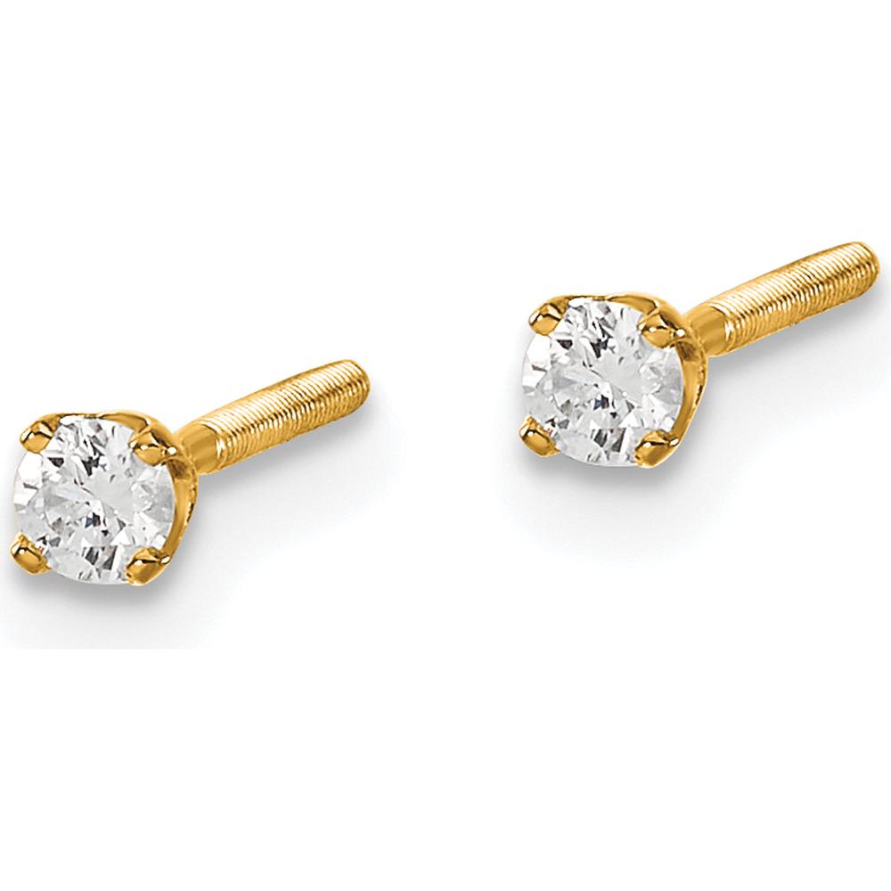 14K Yellow Gold 0.10 Carat Total Diamond Stud Earrings with Faceted Round Diamonds - Screw Back Closure by 0