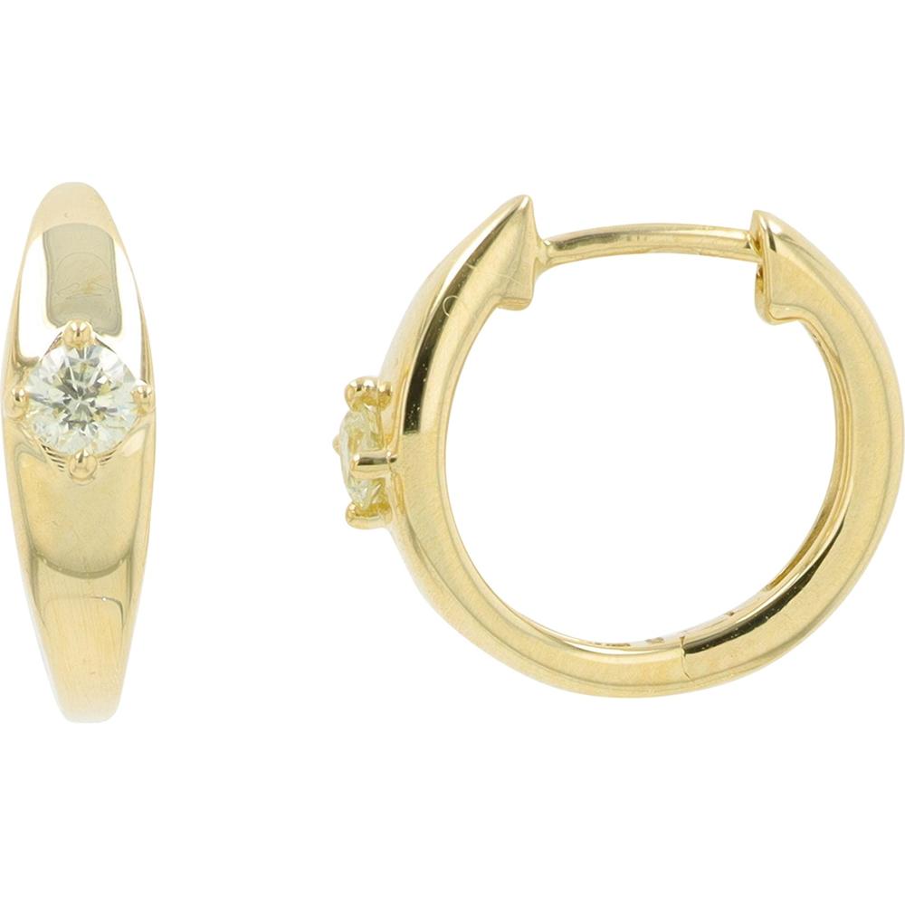 14K Yellow Gold 0.12 Carat Round Diamond Huggie Earrings