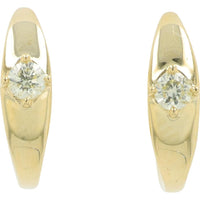 14K Yellow Gold 0.12 Carat Round Diamond Huggie Earrings