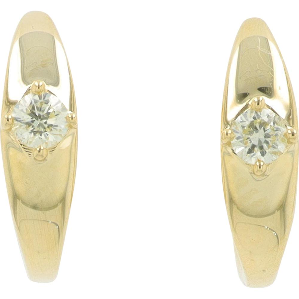 14K Yellow Gold 0.12 Carat Round Diamond Huggie Earrings