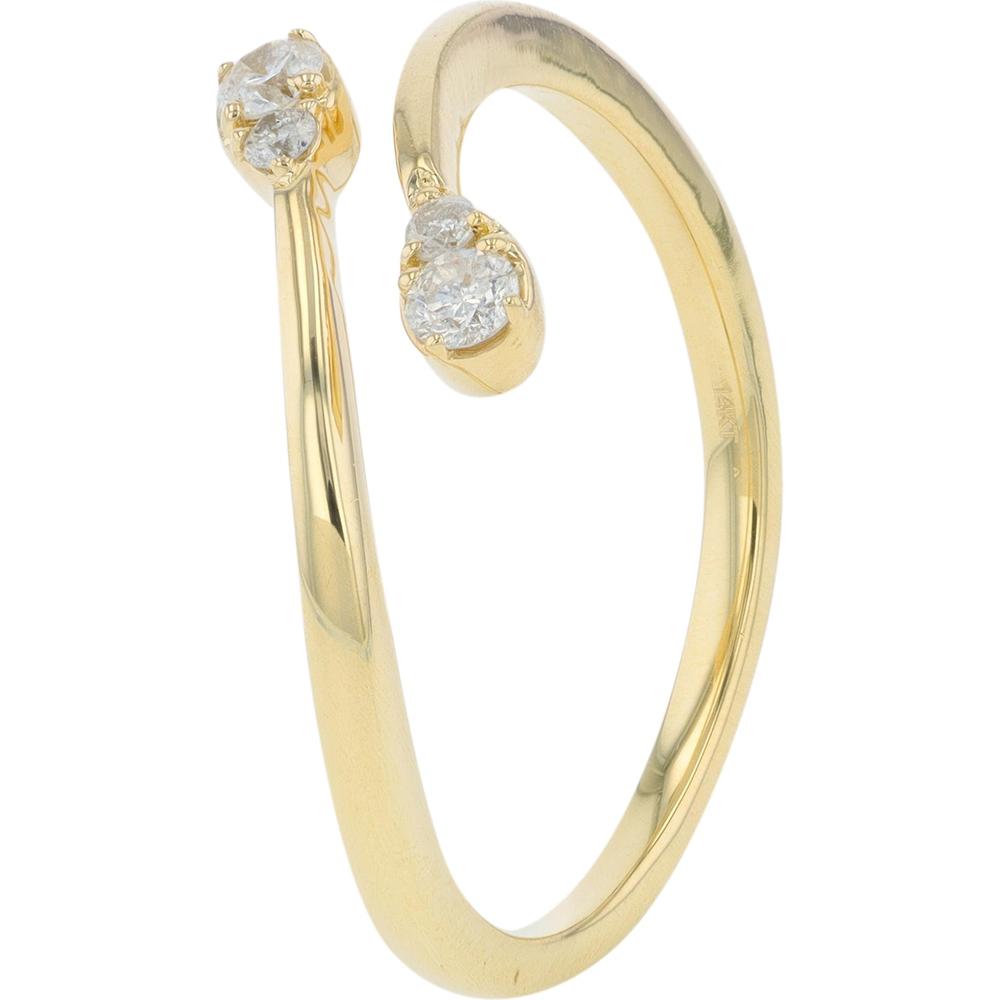 14K Yellow Gold 0.13 Total Carat Weight Diamond Bypass Ring