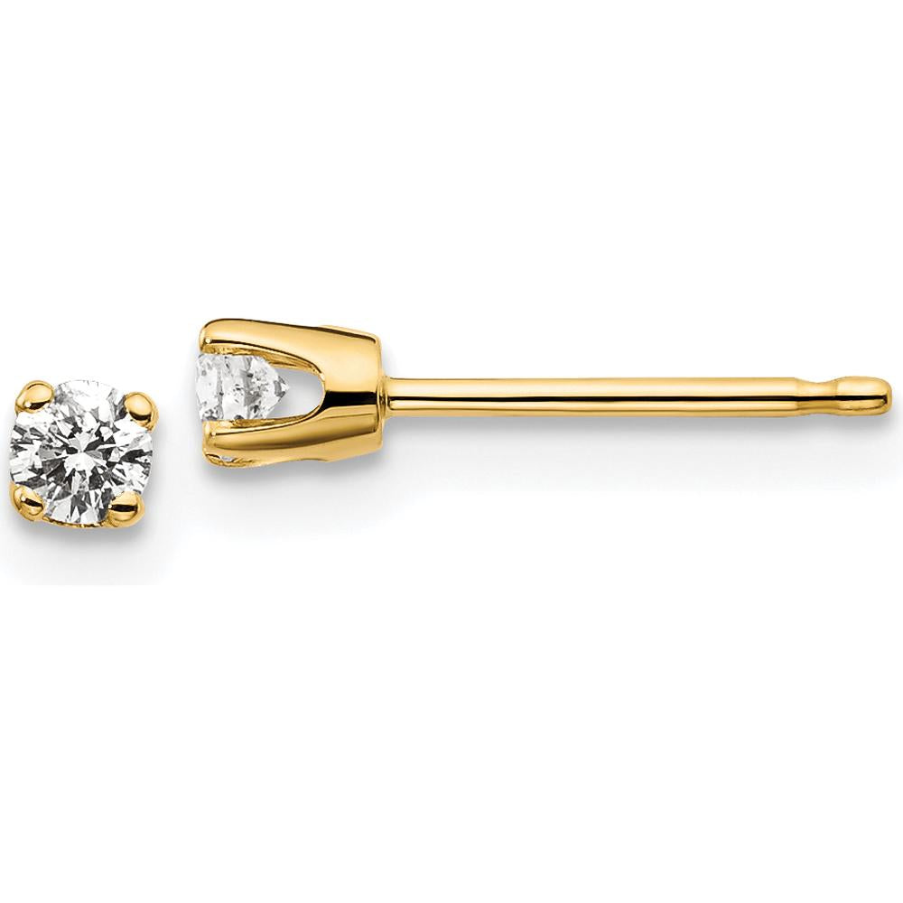14K Yellow Gold 0.15 Carat Total Round Diamond Stud Earrings - I2 Clarity, J-K Color by 0
