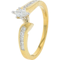 14K Yellow Gold 0.17 Carat Marquise Cut Diamond Bridal Set - 0.50 Carat Total Diamond Weight