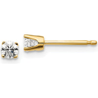14K Yellow Gold 0.20 Carat Total Diamond Stud Earrings with Round Brilliant Diamonds by 0