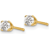 14K Yellow Gold 0.20 Carat Total Diamond Stud Earrings with Round Brilliant Diamonds by 0