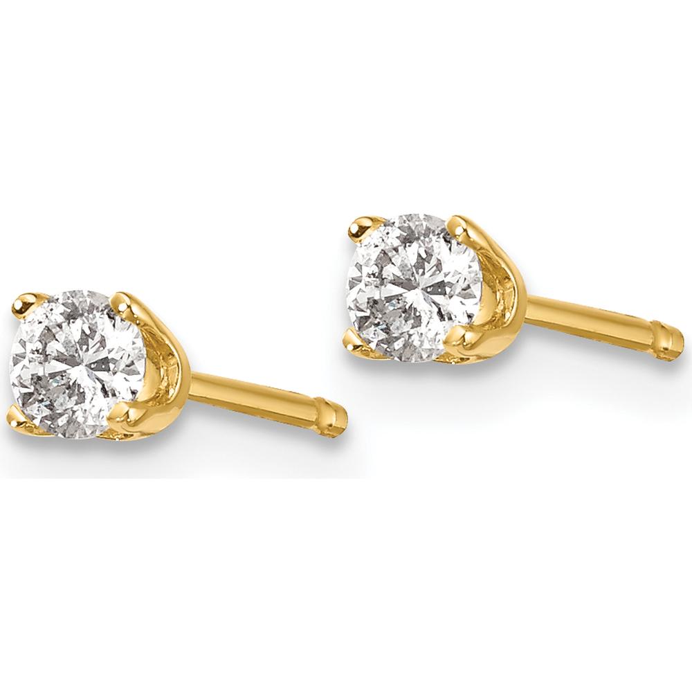 14K Yellow Gold 0.20 Carat Total Diamond Stud Earrings with Round Brilliant Diamonds by 0