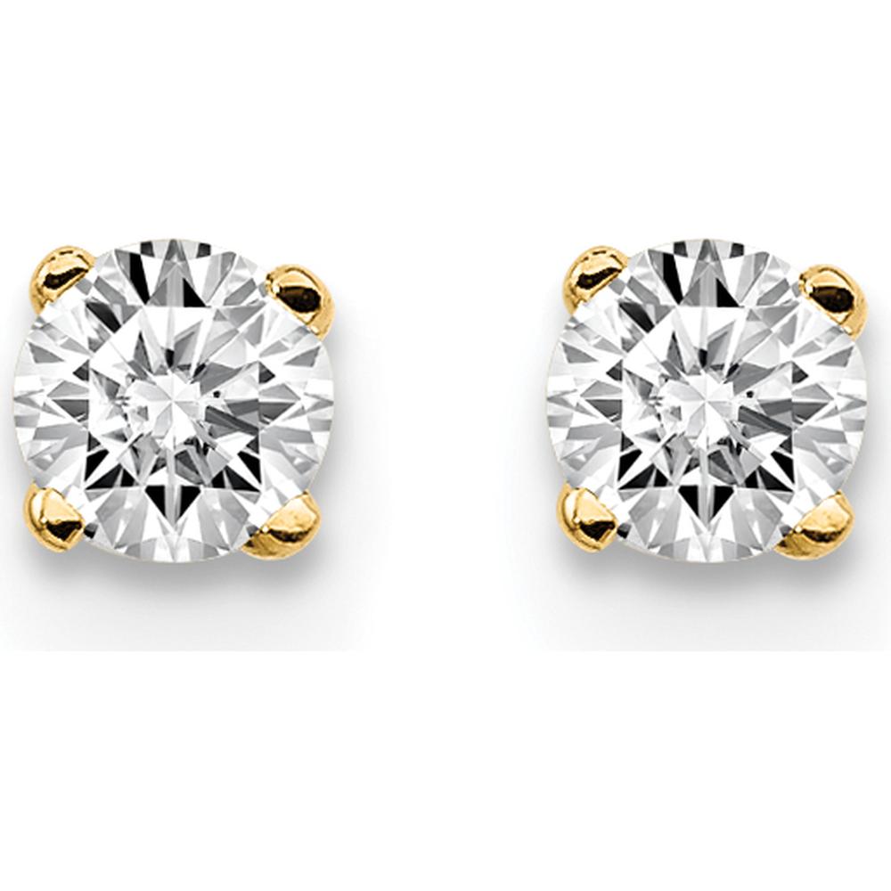 14K Yellow Gold 0.20 Carat Total Diamond Stud Earrings with Round Brilliant Diamonds by 0
