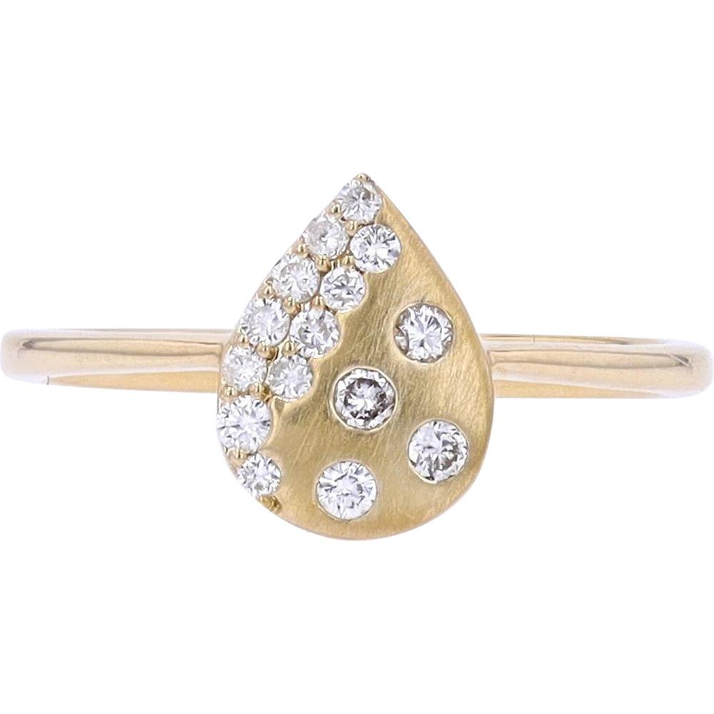 14K Yellow Gold 0.21 Carats Diamond Ring with Prong Setting