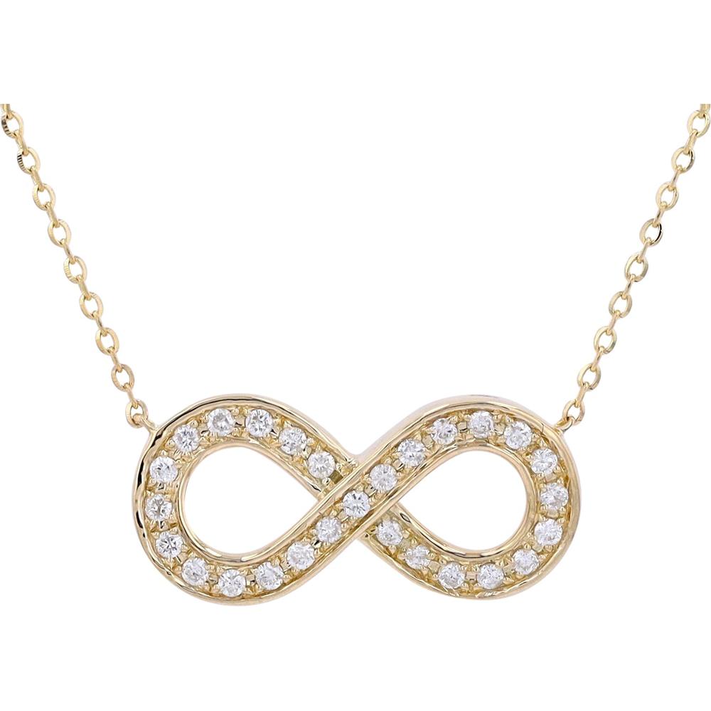 14K Yellow Gold 0.22 Total Carats Weight Diamond Infinity Necklace