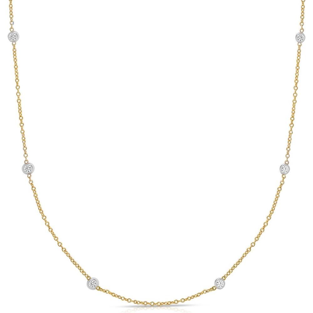 14K Yellow Gold 0.25 Carat Bezel-Set Diamonds by the Yard Necklace - 18" by Orozza Fine Jewelry