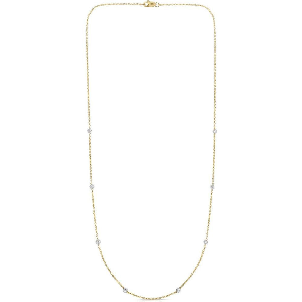 14K Yellow Gold 0.25 Carat Bezel-Set Diamonds by the Yard Necklace - 18" by Orozza Fine Jewelry