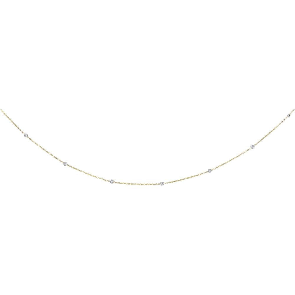 14K Yellow Gold 0.25 Carat Bezel-Set Diamonds by the Yard Necklace - 18" by Orozza Fine Jewelry