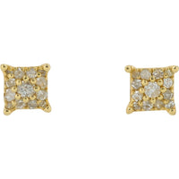 14K Yellow Gold 0.25 Carat Diamond Stud Earrings - 0.125 Carat Each Diamond