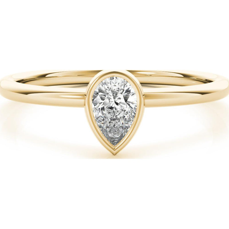 14K Yellow Gold 0.25 Carat Lab-Grown Diamond Pear Solitaire Stack Ring - Size 7 by Robinson's Jewelers