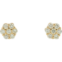 14K Yellow Gold 0.25 Carat Total Diamond Cluster Stud Earrings