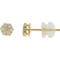 14K Yellow Gold 0.25 Carat Total Diamond Cluster Stud Earrings
