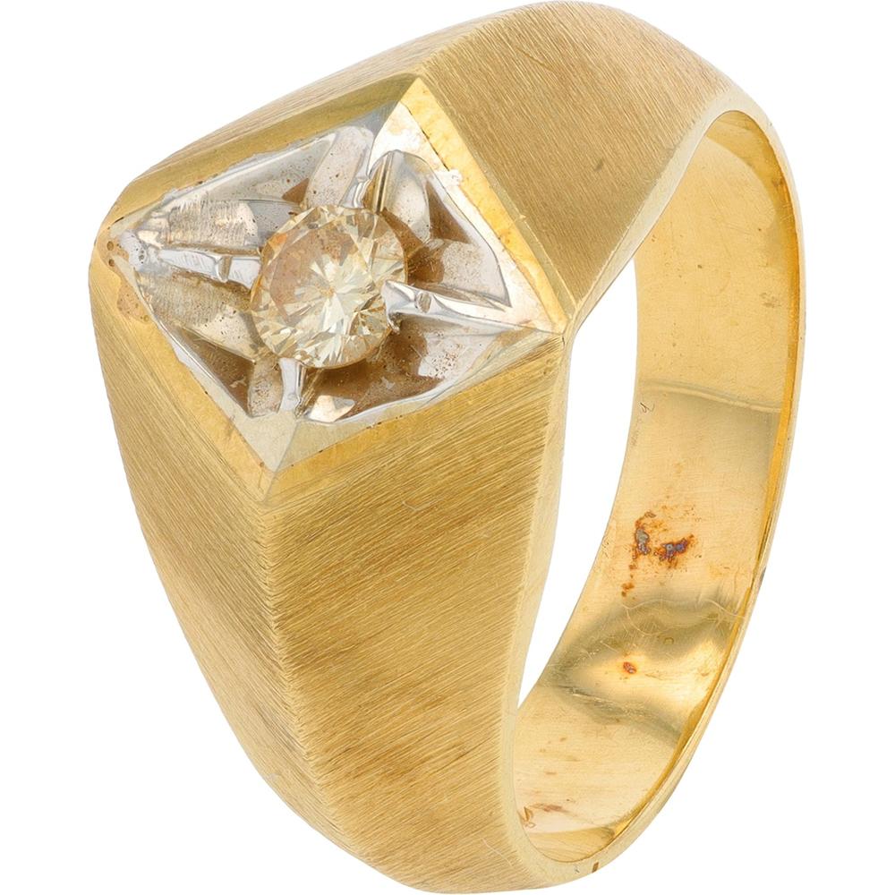 14K Yellow Gold 0.25 Total Carat Weight Diamond Gents Ring