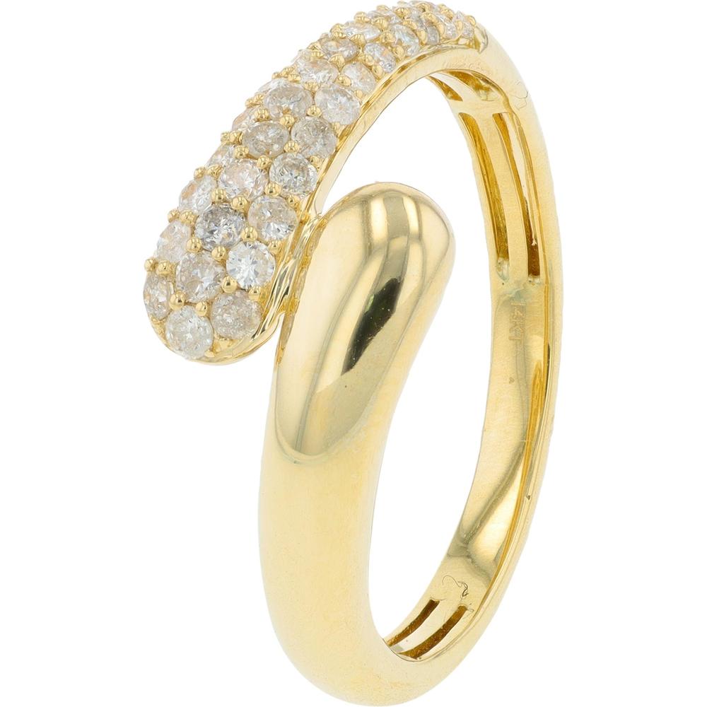 14K Yellow Gold 0.27 Carats Diamond Bypass Ring