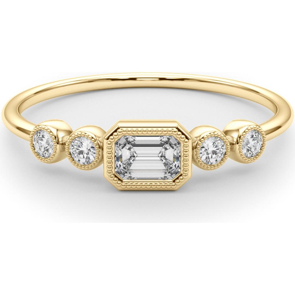 14K Yellow Gold 0.33 Carat Lab Diamond Emerald Cut Fashion Ring - Size 7 by Robinson's Jewelers