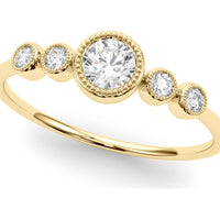14K Yellow Gold 0.33 Carat Total Weight Lab Diamond 5 Stone Fashion Ring with Round Center - Size 7 by Robinson's Jewelers