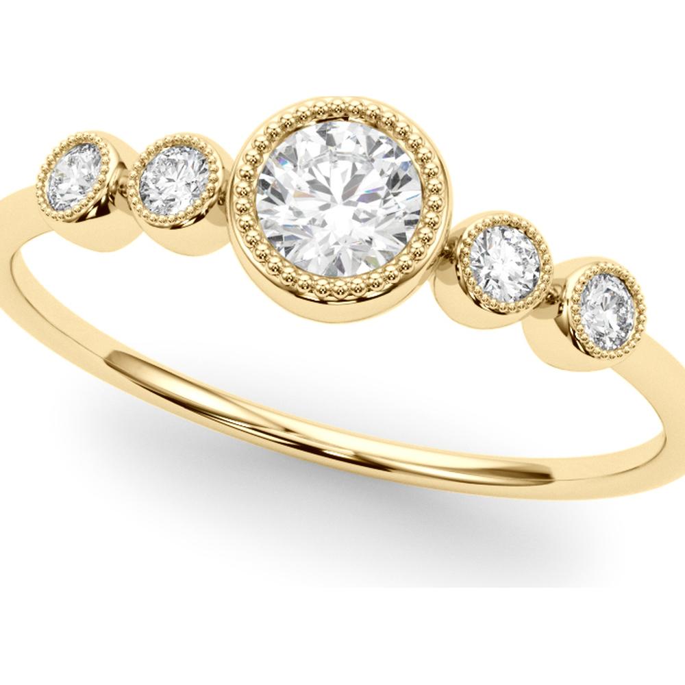 14K Yellow Gold 0.33 Carat Total Weight Lab Diamond 5 Stone Fashion Ring with Round Center - Size 7 by Robinson's Jewelers