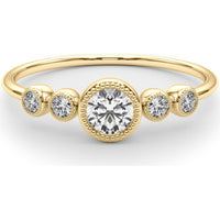 14K Yellow Gold 0.33 Carat Total Weight Lab Diamond 5 Stone Fashion Ring with Round Center - Size 7 by Robinson's Jewelers