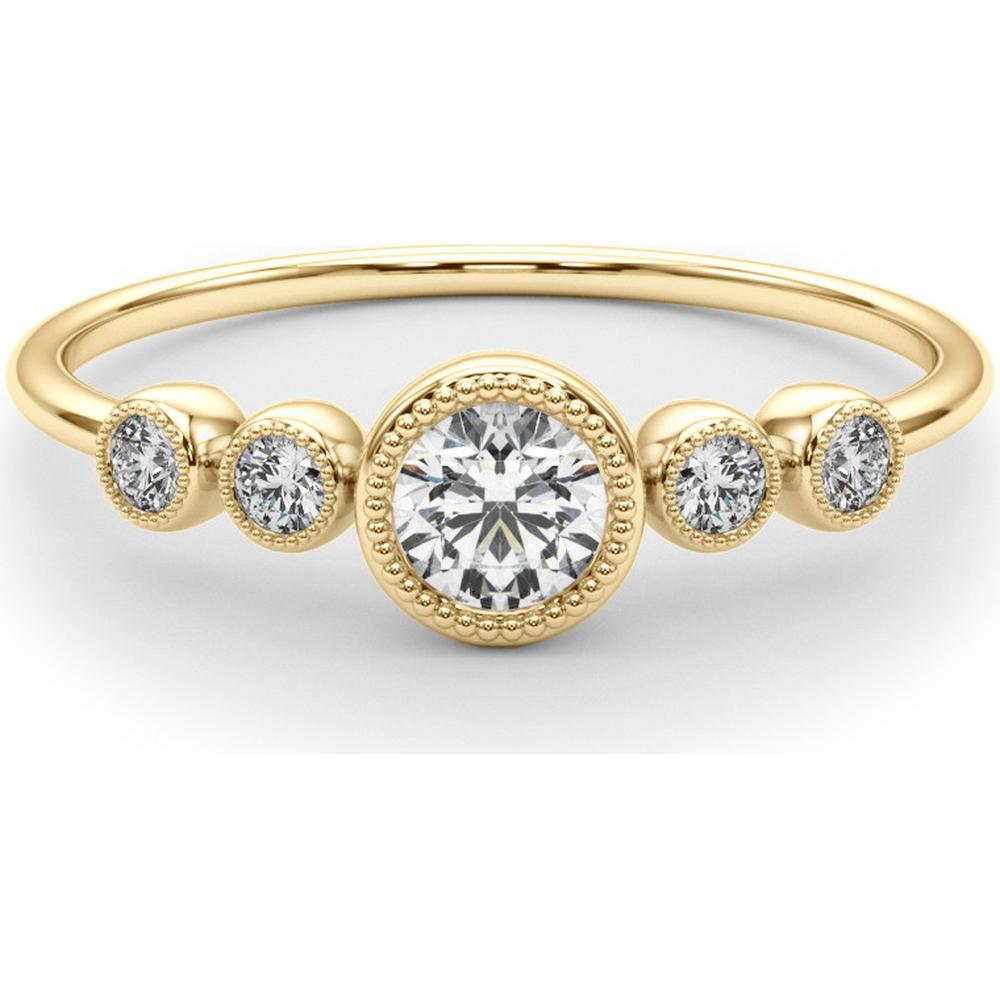 14K Yellow Gold 0.33 Carat Total Weight Lab Diamond 5 Stone Fashion Ring with Round Center - Size 7 by Robinson's Jewelers