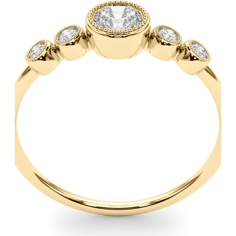 14K Yellow Gold 0.33 Carat Total Weight Lab Diamond 5 Stone Fashion Ring with Round Center - Size 7 by Robinson's Jewelers