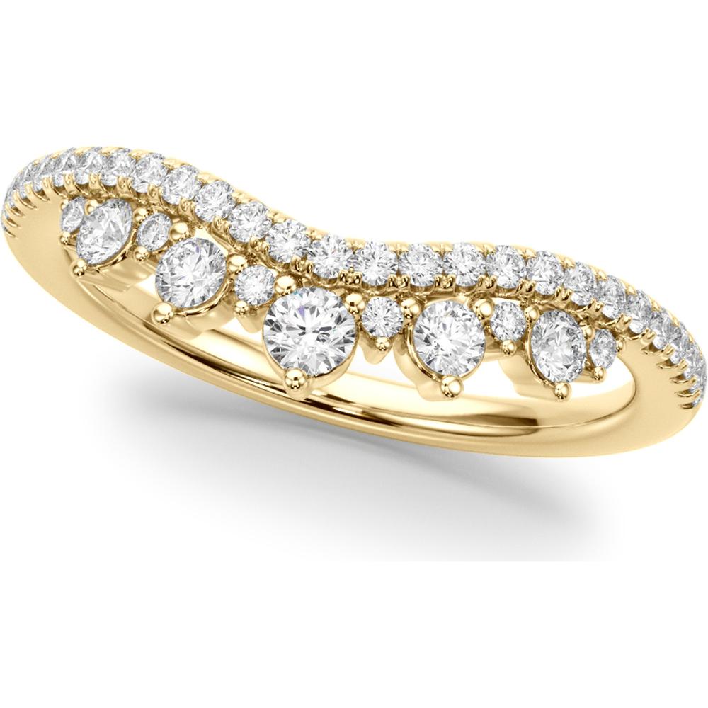14K Yellow Gold 0.375 Carat Total Weight Lab Diamond Chevron Band - Size 7 by Robinson's Jewelers