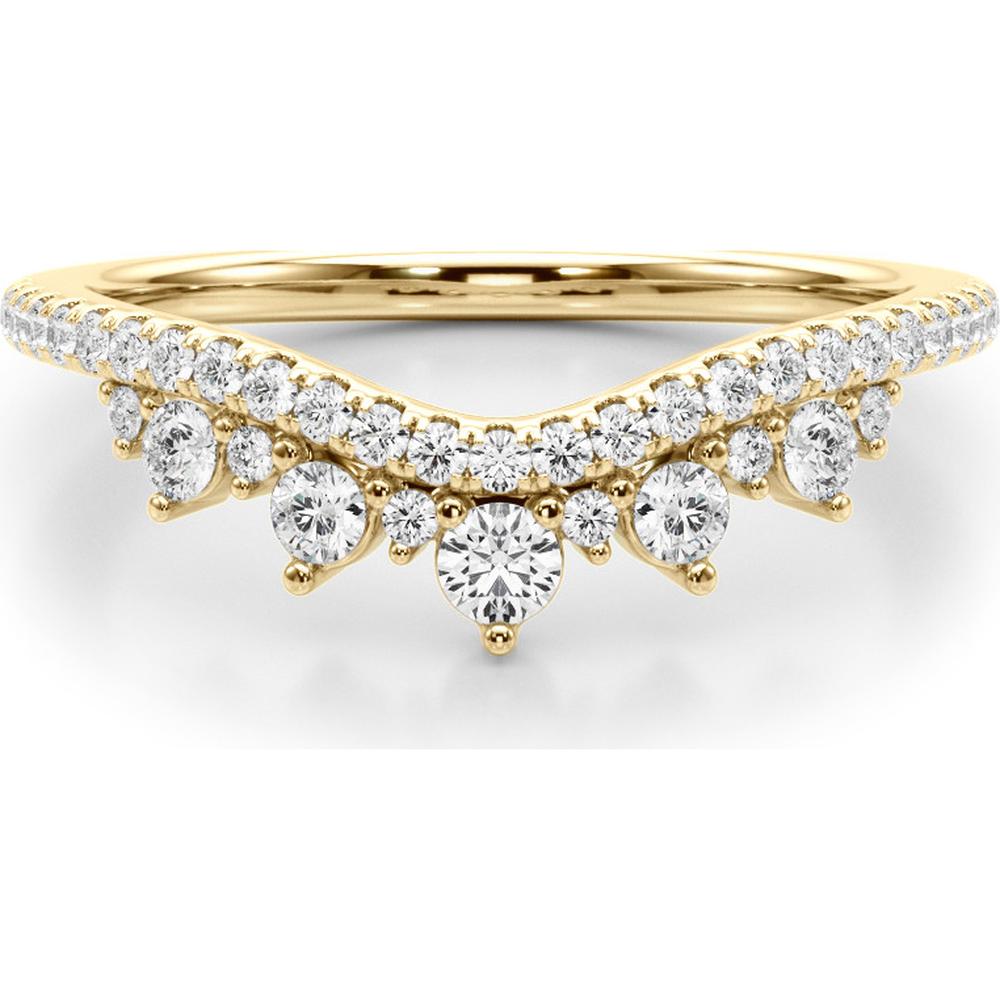 14K Yellow Gold 0.375 Carat Total Weight Lab Diamond Chevron Band - Size 7 by Robinson's Jewelers