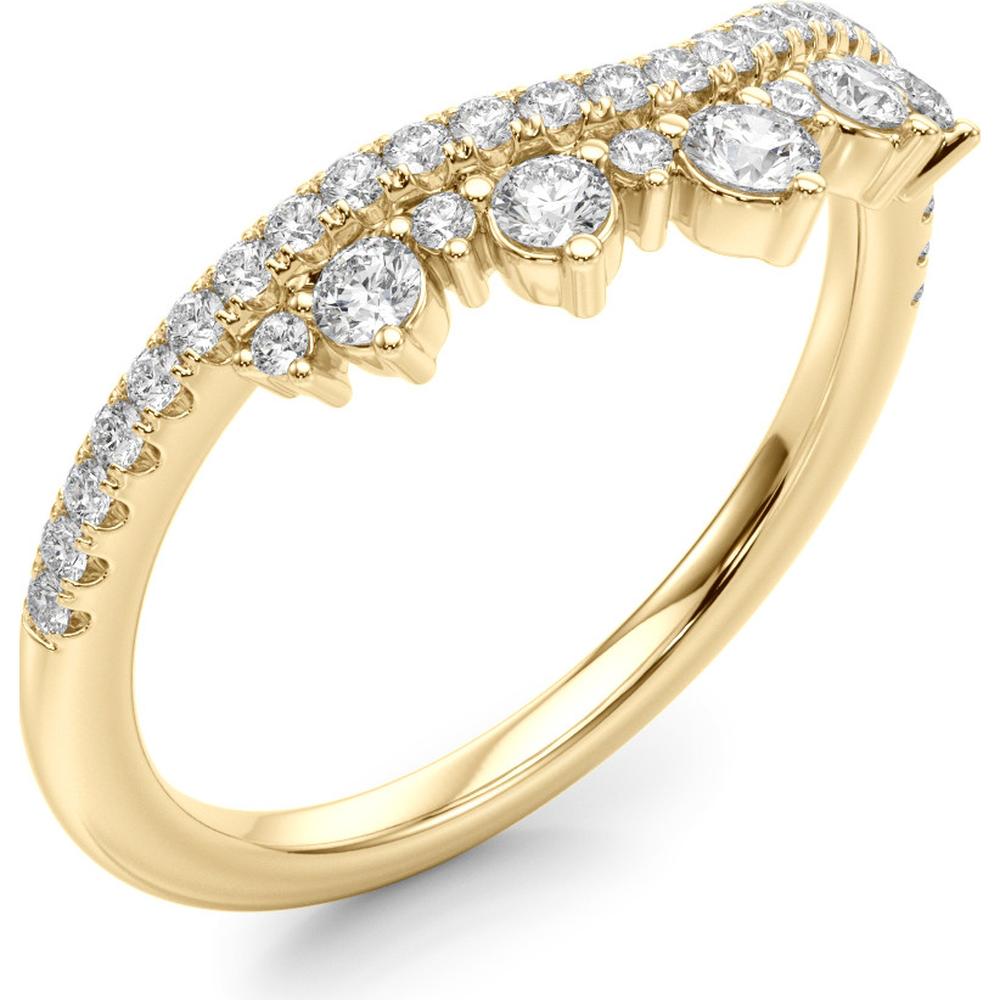 14K Yellow Gold 0.375 Carat Total Weight Lab Diamond Chevron Band - Size 7 by Robinson's Jewelers