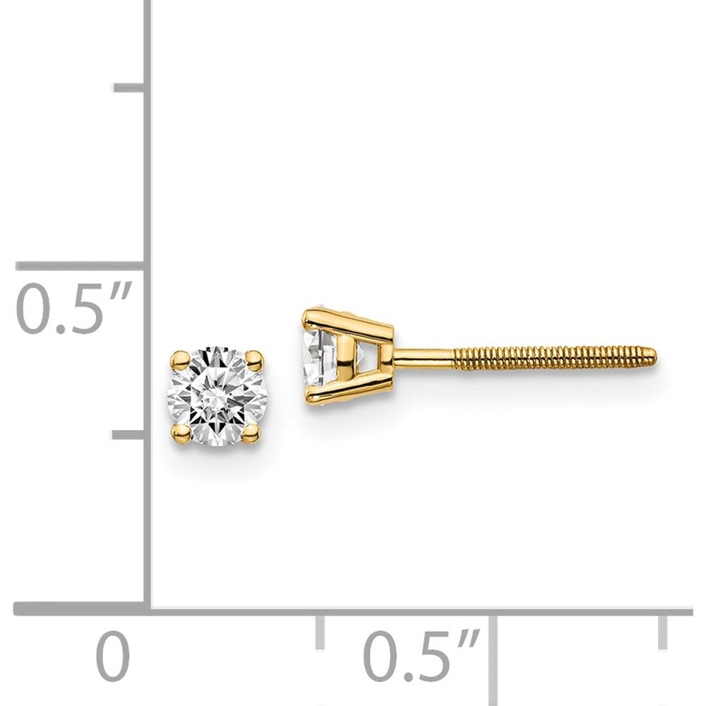 14K Yellow Gold 0.40 Carat Round Cut Diamond Stud Earrings with VS2/SI1 Clarity and G-I Color by 0
