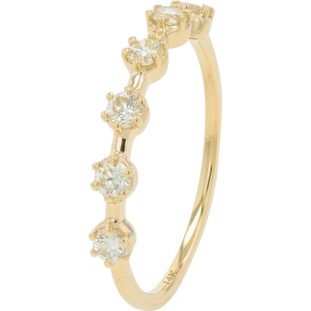 14K Yellow Gold 0.45 Carat Diamond Band with Prong Set Round Diamonds