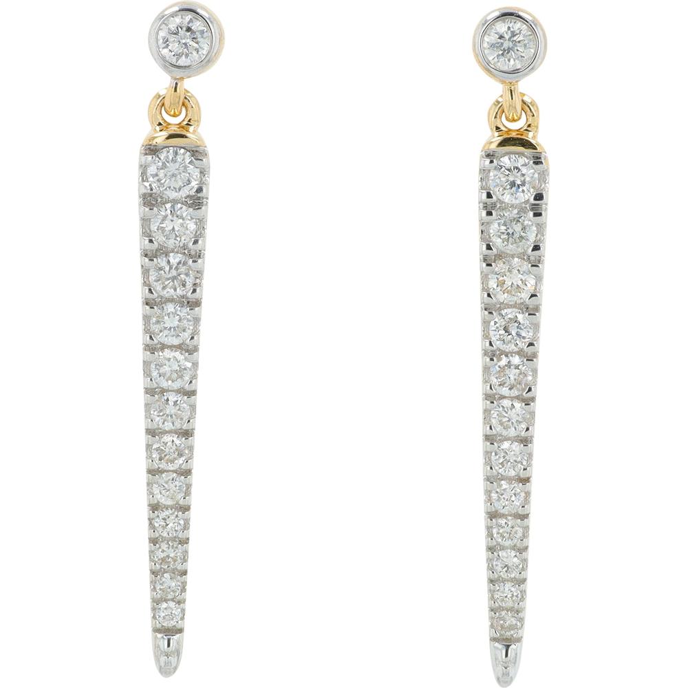 14K Yellow Gold 0.45 Carat Diamond Earrings - Prong Set Round Diamonds