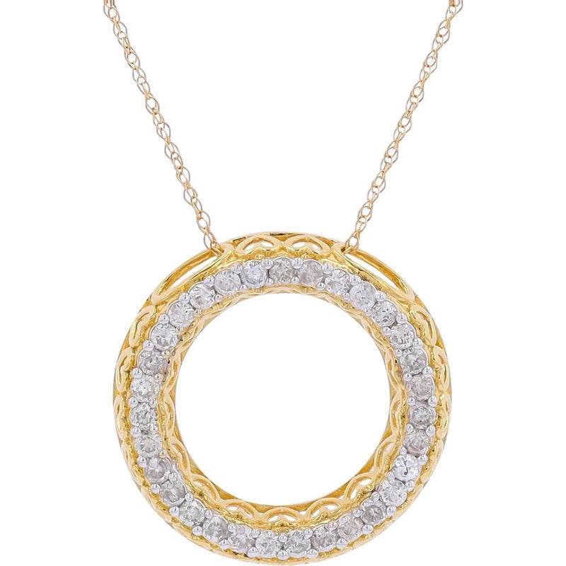 14K Yellow Gold 0.50 Carat Diamond Circle Pendant