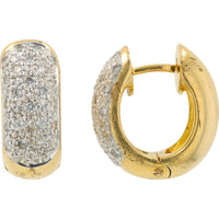 14K Yellow Gold 0.50 Carat Diamond Hoop Earrings - Prong Set