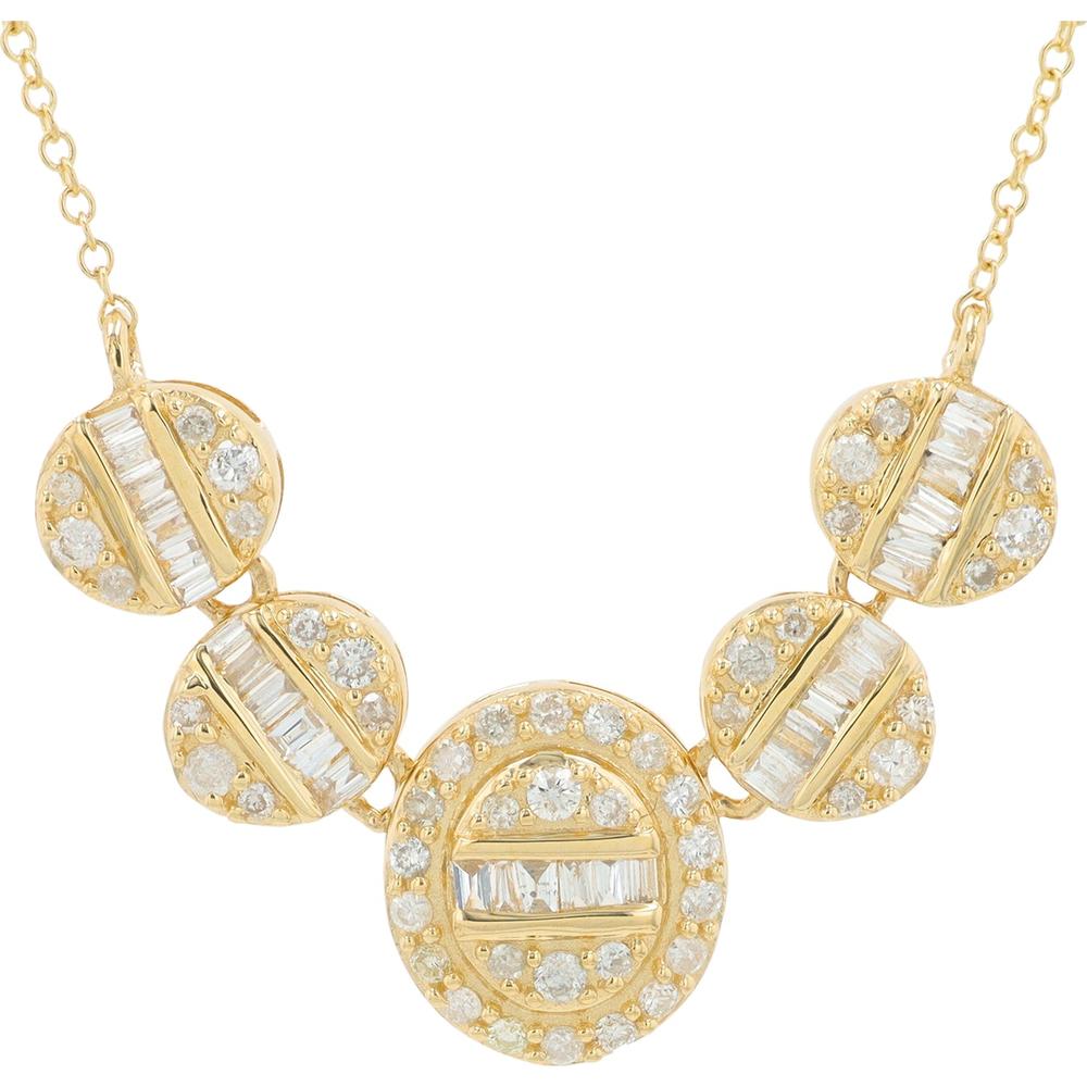 14K Yellow Gold 0.50 Carat Diamond Necklace with Milgrain Detail - Total Diamond Weight 0.50 Carat