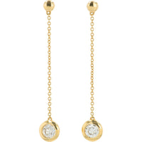 14K Yellow Gold 0.50 Carat Total Diamond Bezel Set Dangle Earrings