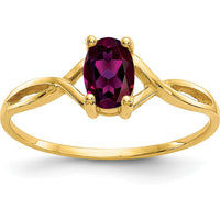 14K Yellow Gold 0.57 Carat Oval Rhodolite Garnet Birthstone Ring by Oro Pregiato