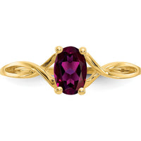 14K Yellow Gold 0.57 Carat Oval Rhodolite Garnet Birthstone Ring by Oro Pregiato