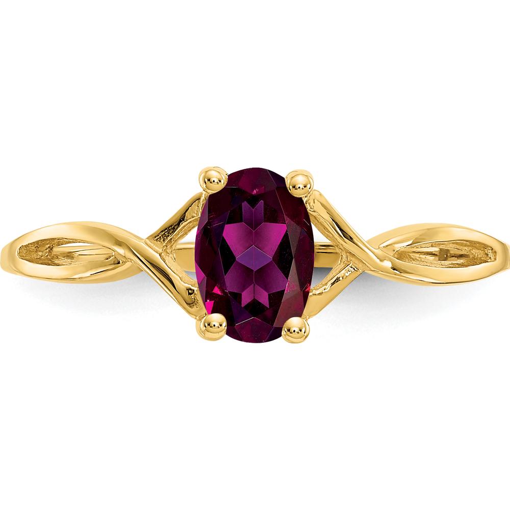14K Yellow Gold 0.57 Carat Oval Rhodolite Garnet Birthstone Ring by Oro Pregiato
