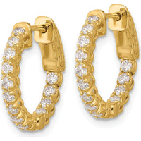 14K Yellow Gold 0.62 Carat Total Diamond In/Out Hoop Earrings with Safety Clasp - Round Diamonds by Oro Pregiato
