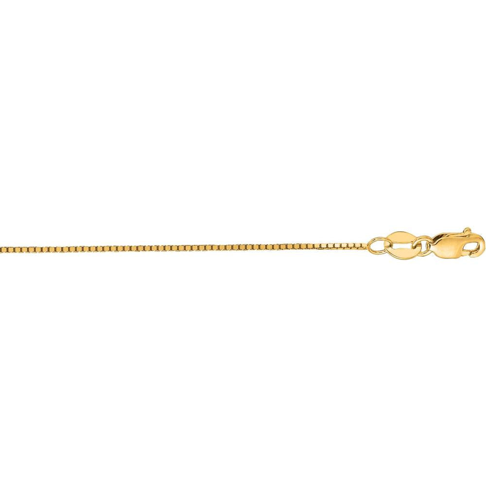 14K Yellow Gold 0.68mm Classic Box Chain Necklace with Lobster Lock - 16" by Orozza Fine Jewelry