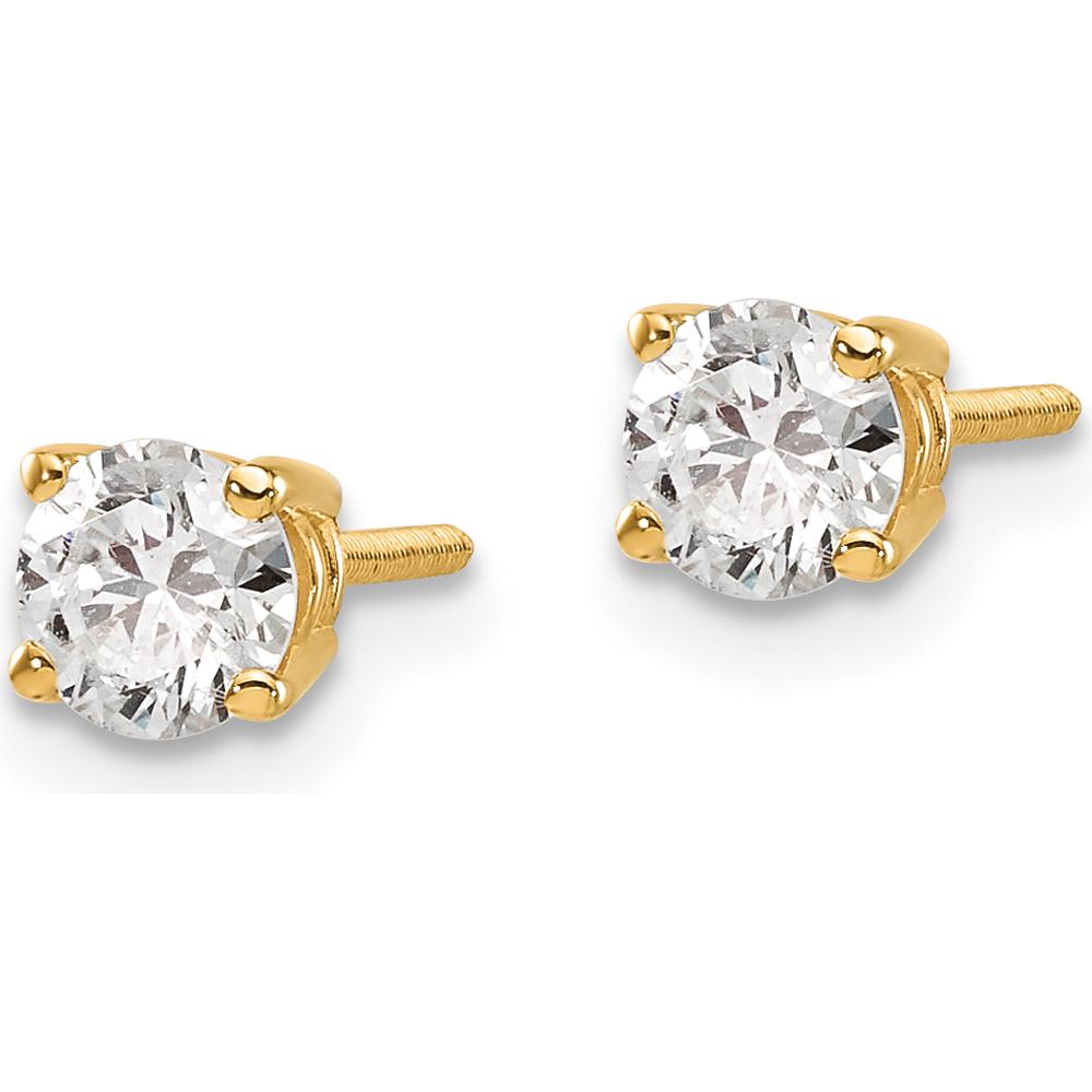 14K Yellow Gold 0.70 Carat Total Diamond Stud Earrings with Four-Prong Set Round Brilliant Diamonds by 0