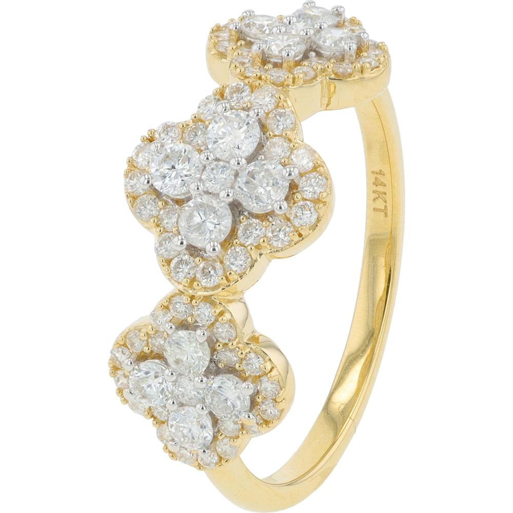 14K Yellow Gold 0.70 Total Carat Weight Diamond Flower Cluster Ring