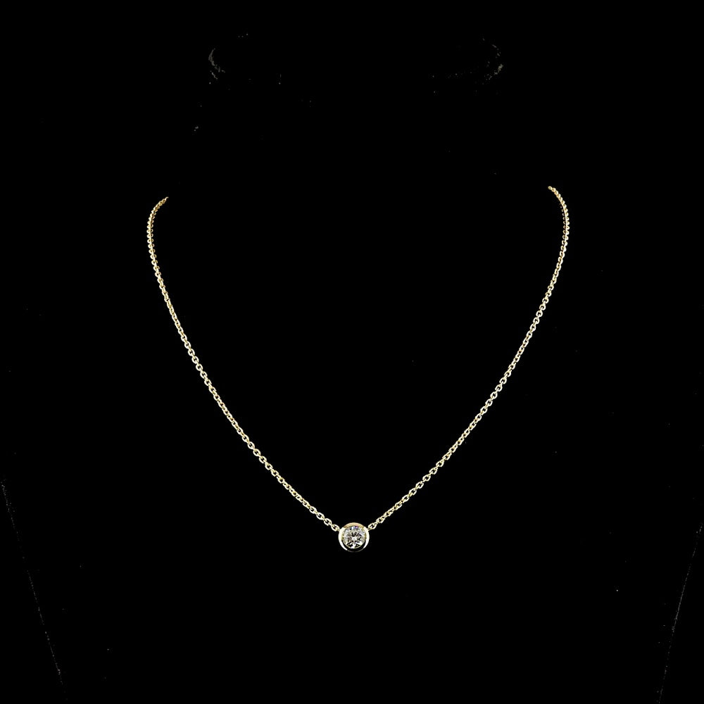 14K Yellow Gold 0.73 Carat Round Lab Diamond Solitaire Pendant with Bezel Setting - E-F Color, VS1 Clarity - Covaloro Fine Jewelry