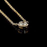 14K Yellow Gold 0.73 Carat Round Lab Diamond Solitaire Pendant with Bezel Setting - E-F Color, VS1 Clarity - Covaloro Fine Jewelry