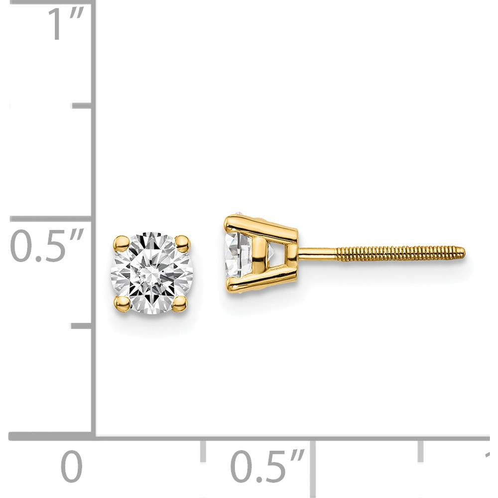 14K Yellow Gold 0.75 Carat Total Diamond Stud Earrings - Round Brilliant Cut, SI3 G-I Clarity by 0