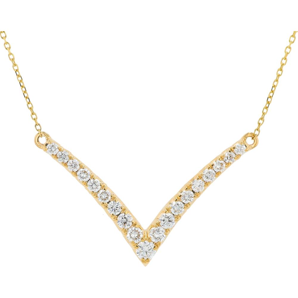 14K Yellow Gold 0.75 Carat Total Weight Lab Grown Diamond Chevron Necklace